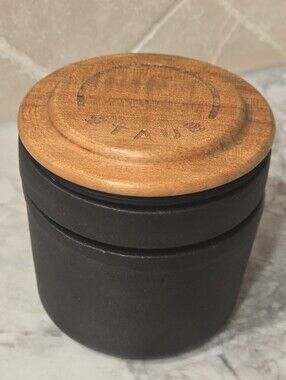 Staub Cast Iron Matte Black Spice Grinder Mini Canister w/ Wood Lid 3 Pieces